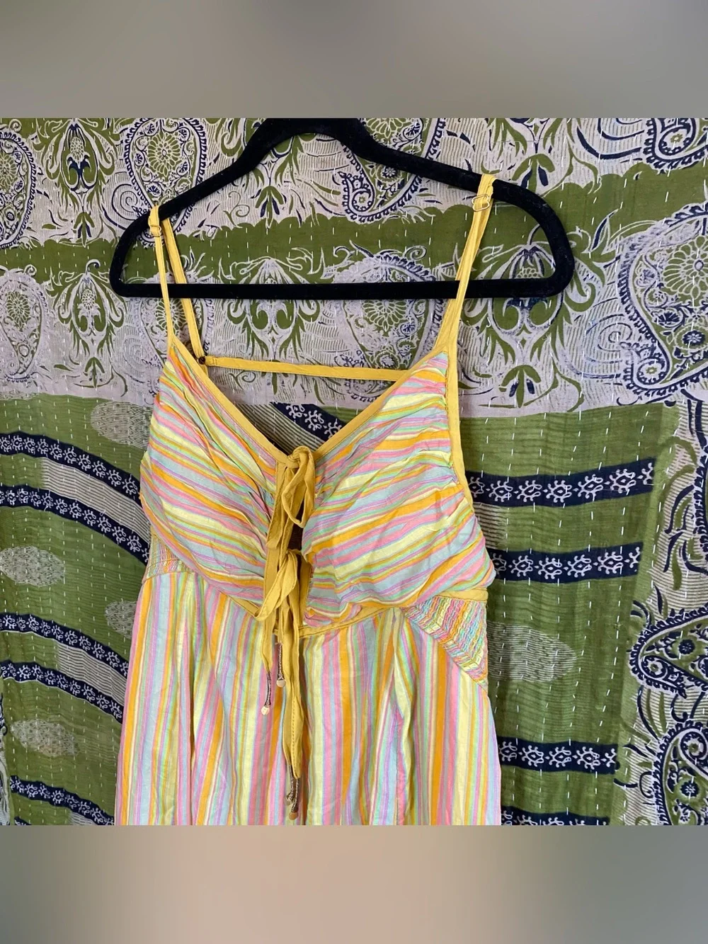 Free People Citrus Combo Poplin Dream Weaver Boho Maxi Dress Size Extra Large - Picture 10 of 16